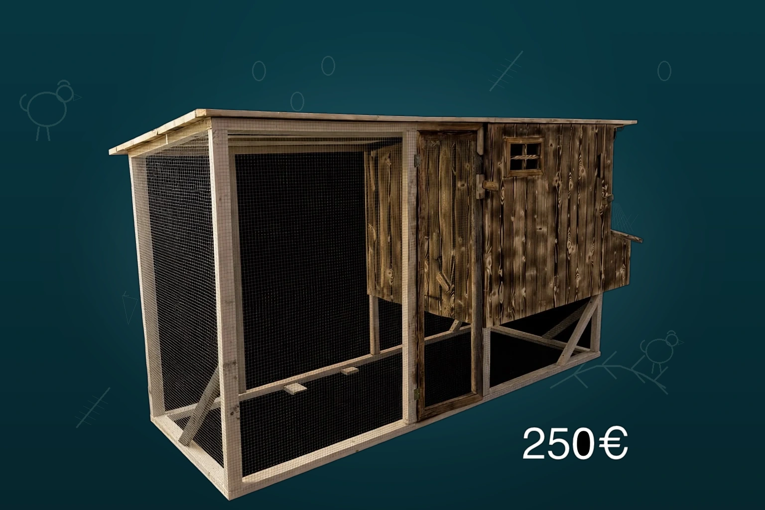 Veľký drevený výbeh s prístreškom